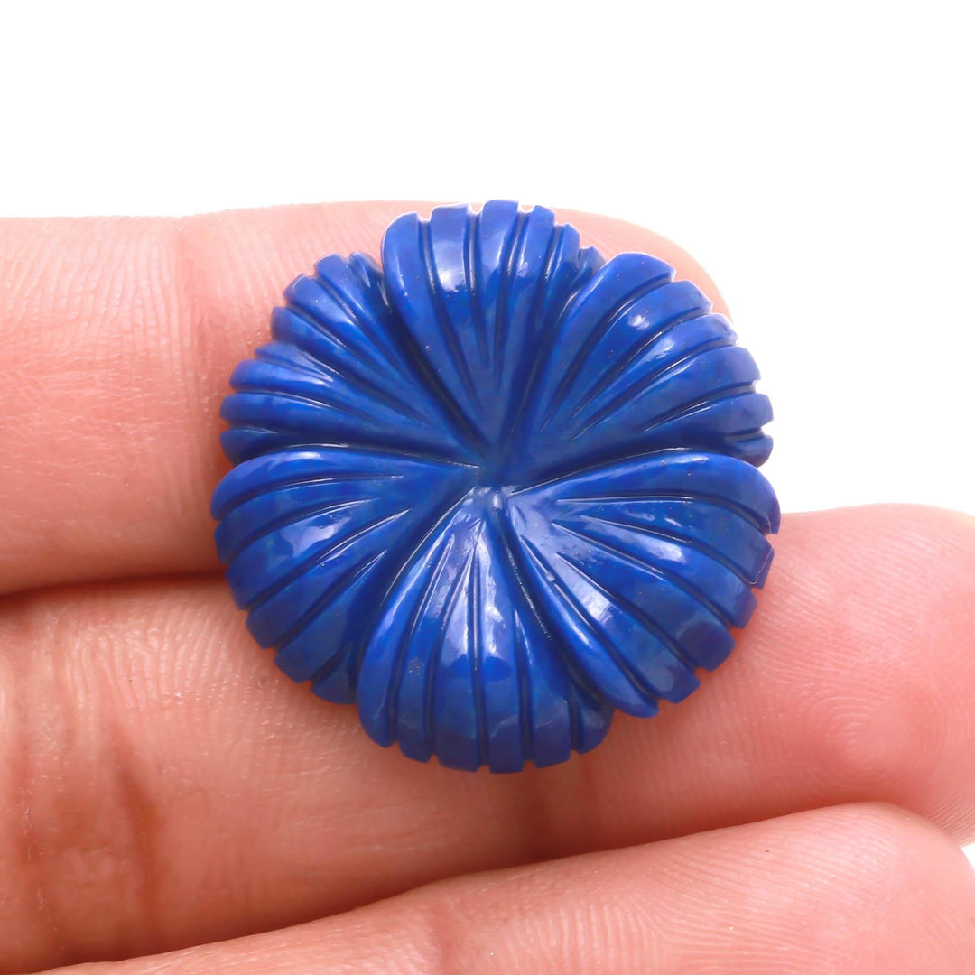 Lapis Lazuli Flower Shape Carving, Blue Lapis Flower Shape Gemstone Beads, Green Flower Charms, 25 MM Reiki Healing Crystal Gifts