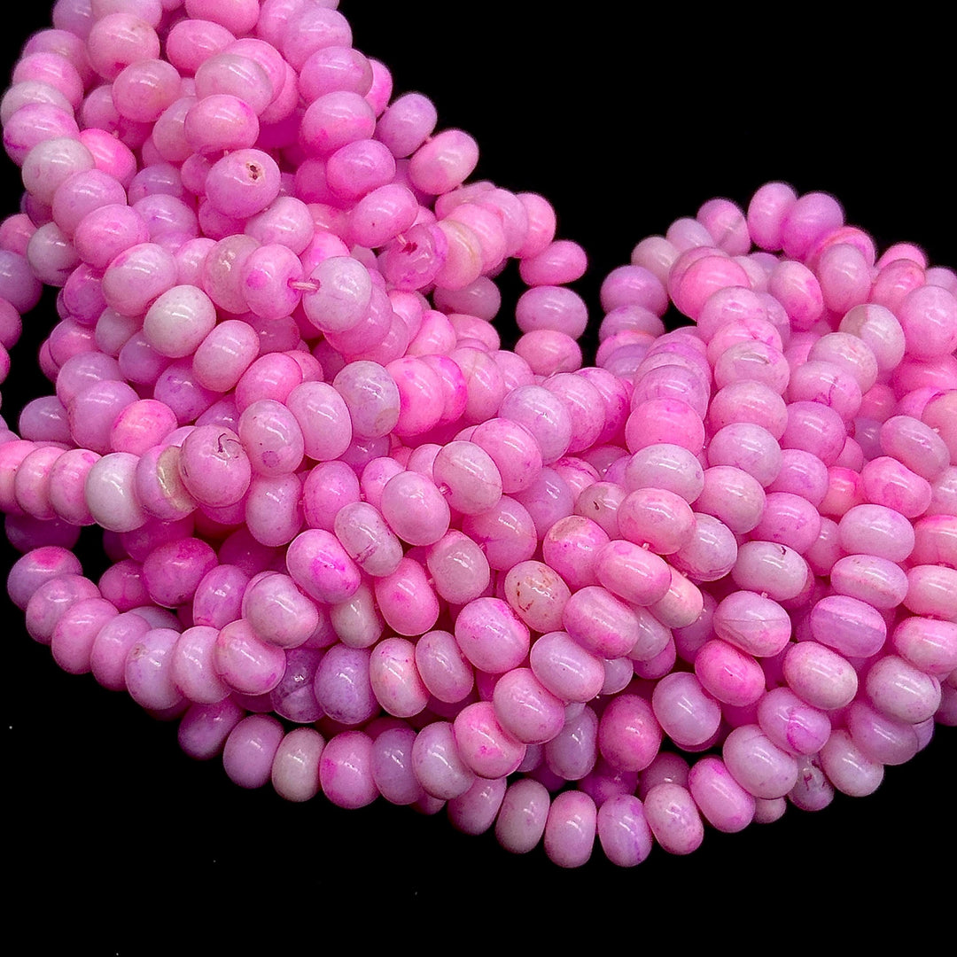 Beautiful Pink Opal Smooth Rondelle Beads, Plain Opal Beads for Jewelry Making, Wholesale Loose Opal Beads, 8MM Pastel Opal for Craft Making