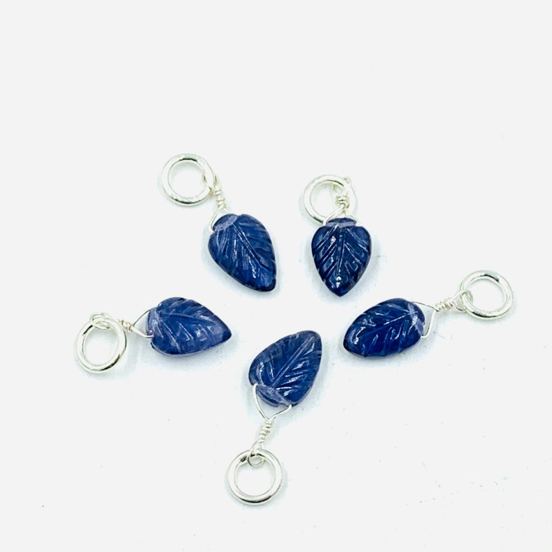 Natural 1 piece iolite Leaf Shape Carved Gemstone Jewellery Making Charm With 925 Silver, Necklace, Bracelet, Earrings Making Charms