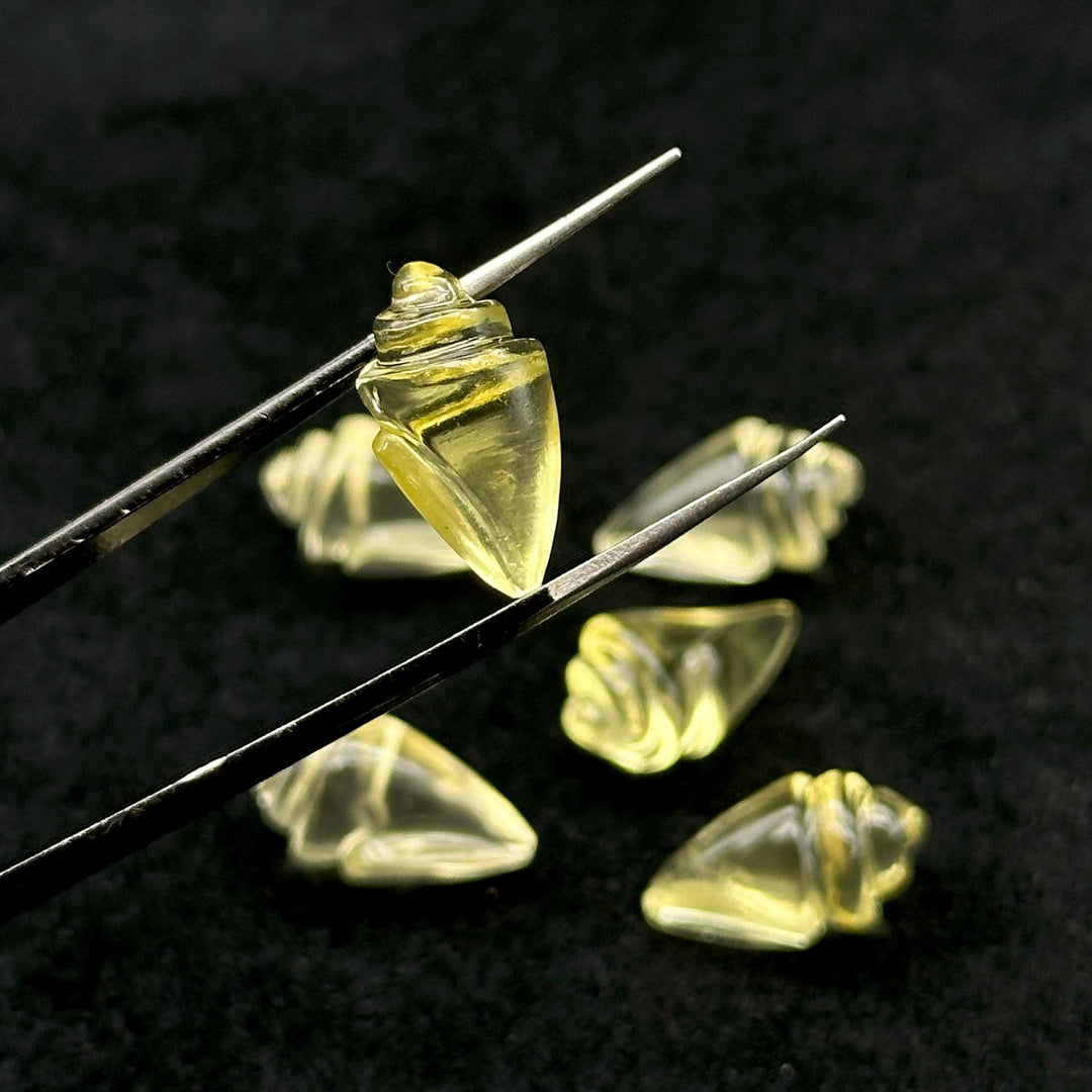 Natural Lemon Quartz Conch/Snail Shell Shape Carving, Lemon Quartz Hand Carved Shell Shape Gemstone Bead, 18X10 MM Beach & Snail Loose Shell