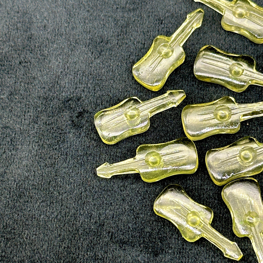 Natural Lemon Quartz Guitar Shape Beads, Tiny Lemon Guitar Shape Hand Carved Gemstone, 26 MM, Miniature Guitar Gemstone, Tiny Charms
