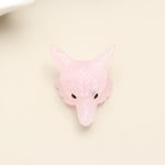 Load image into Gallery viewer, Rose Quartz Fox Head Carving, Pink Quartz Crystal, Home Decor, Reiki Heal Gemstones, Jewelry Making Pendant Beads, Side Drill