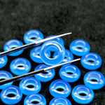 Load image into Gallery viewer, Blue Chalcedony Donut Shape Gemstones, Blue Chalcedony Donut Carving, Healing Gemstone Beads, 12 mm Smooth Donut Beads, Gemstone Rings