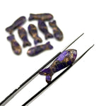 Load image into Gallery viewer, Carved Copper Amethyst Fish Beads: 25mm Briolette Charms