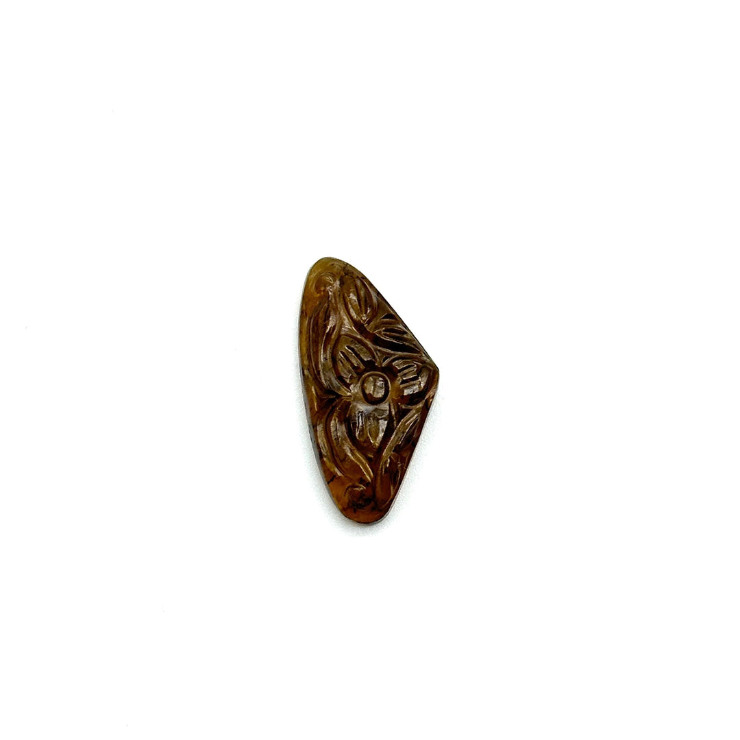 Amazing Brown Tourmaline Carving Gemstone, Natural Tourmaline Hand Flower Carving, 22 MM, Fancy Tourmaline Cabochon For Jewelry Making