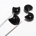 Load image into Gallery viewer, Black Onyx Cat Face Carving, Cat Shape Carved Gemstone Briolette's, Handmade Cat Head Beads, 15 MM, Black Evil Cat Protection