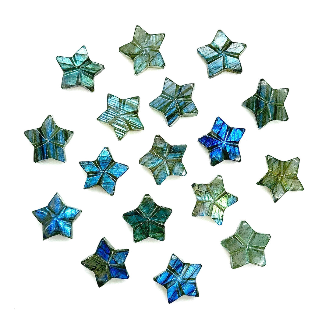 AAA+ Flashy Labradorite Carved Star Shape Gemstone, Hand Carved Labradorite Star Charm For Jewelry Making, 10 MM Flower Carved Stars Beads