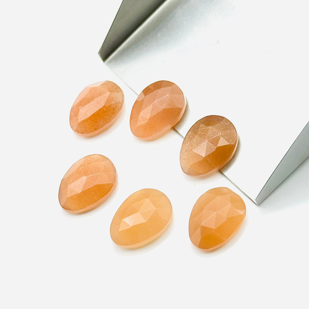Peach Moonstone Rosecut Gemstone: Freeform Faceted Jewelry Making (10X14 mm)