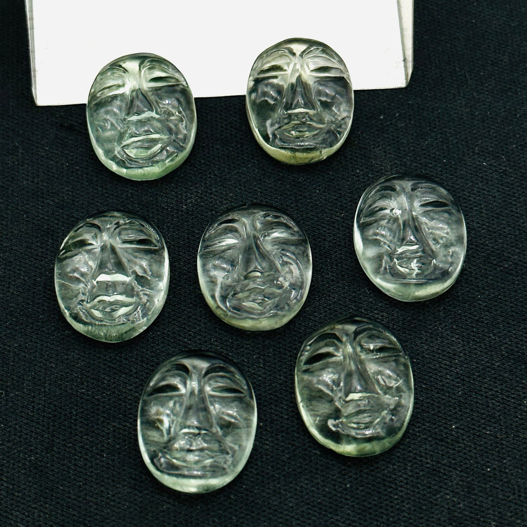 1,2,3,4,5 Pcs Natural green Amethyst oval face Shape Carving, Hand carved fancy shape Gemstone, carved Gemstone jewelry Making,18X14 mm