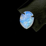 Load image into Gallery viewer, Hand Carved Rainbow Moonstone Fish Carving: Blue Flashy Briolette (22X28 MM)