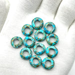 Load image into Gallery viewer, Amazing Copper Turquoise Donut Shape Gemstones, Turquoise Donut Carving, Healing Gemstone Beads, 12 mm Blue Turquoise Donut Smooth Beads