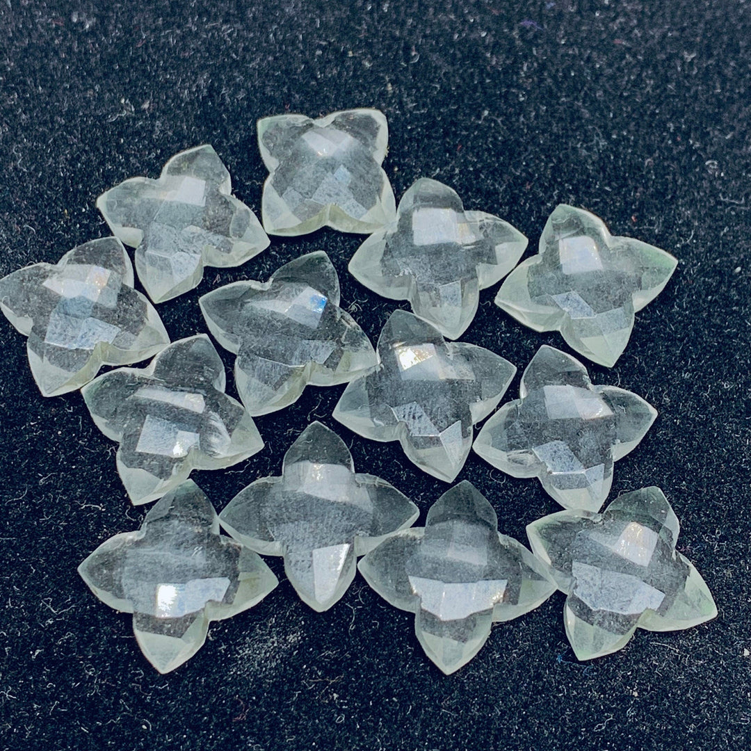 2,3,4,5 Pcs Natural Crystal Quartz Carved Flower Shape Gemstone - 12 mm Clear Crystal Quartz Handmade Flowers Shape Fancy Carving