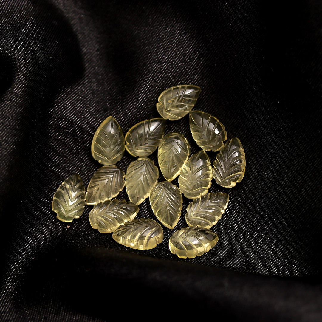 Natural Lemon Quartz Leaf Shape Briolettes, AAA Lemon Quartz Hand Carved Leaf Shape Gemstone Beads, Leaf Beads, 14 MM Loose Leaf Charms