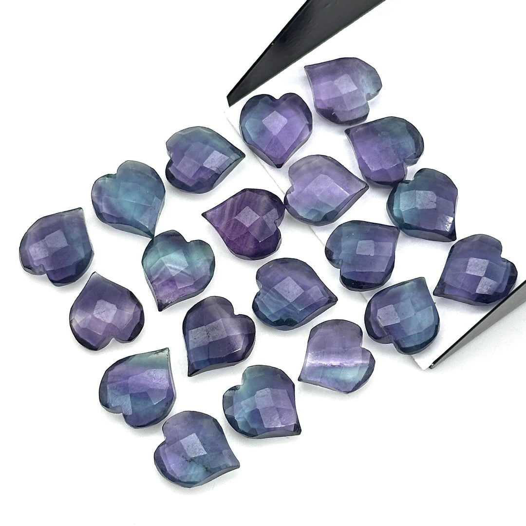Natural Multi Fluorite Heart Shape Beads, Fluorite Faceted Heart Shape Briolettes, Hand Carved Heart Charms for Jewelry Making, 13 MM