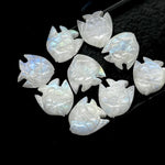 Load image into Gallery viewer, Natural Rainbow Moonstone Fish Shape Stones, AAA Moonstone Fish Hand Carved Beads, White Marine Fishes, Deep Sea Gemstone Fishes 16X17 MM