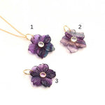 Load image into Gallery viewer, Natural Fluorite Flower Gemstone Pendant, Fancy Floral Design Necklace for Women's, Birthday Gift for Her, Crystal Necklace