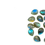 Load image into Gallery viewer, Flashy Labradorite Faceted Pear Shape Beads, Blue Fire AAA+ Quality Beads, 9X12 MM Briolette's Beads, Matched Pairs, Jewelry Making Beads