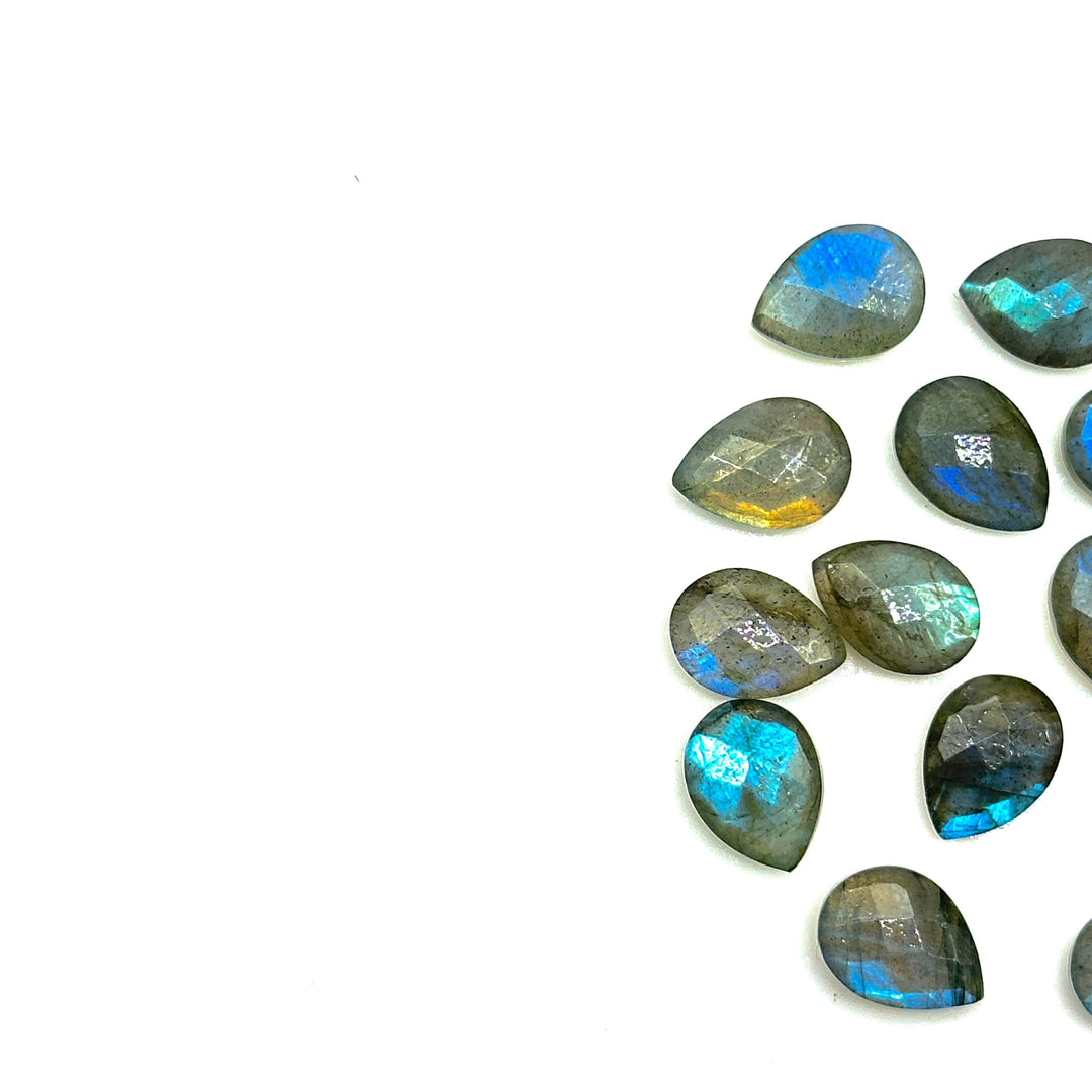 Flashy Labradorite Faceted Pear Shape Beads, Blue Fire AAA+ Quality Beads, 9X12 MM Briolette's Beads, Matched Pairs, Jewelry Making Beads