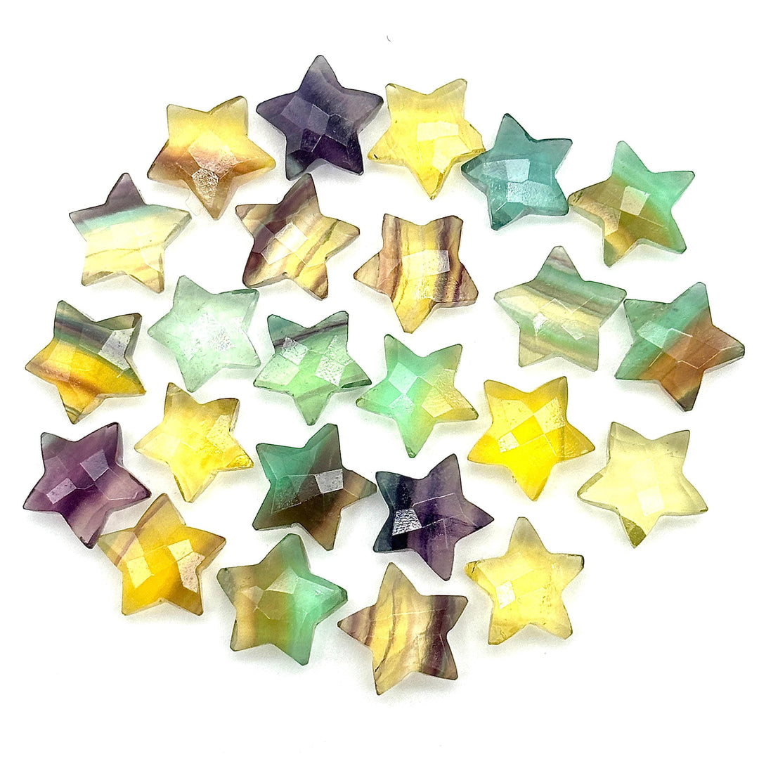 Rainbow Fluorite Star Shape Briolettes, Natural Multi Fluorite Star Beads, Hand Carved Star for Crafts and Jewelry, Star Shape Charms, 15 MM