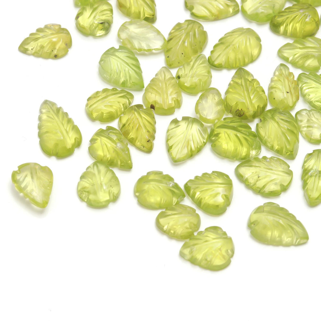 AAA+ Natural Peridot Leaf Shape Beads, Hand Carved Green Peridot Leaf Shape Gemstones For Jewlery Making, 5-7 MM Green Leaves Bead, Carvings