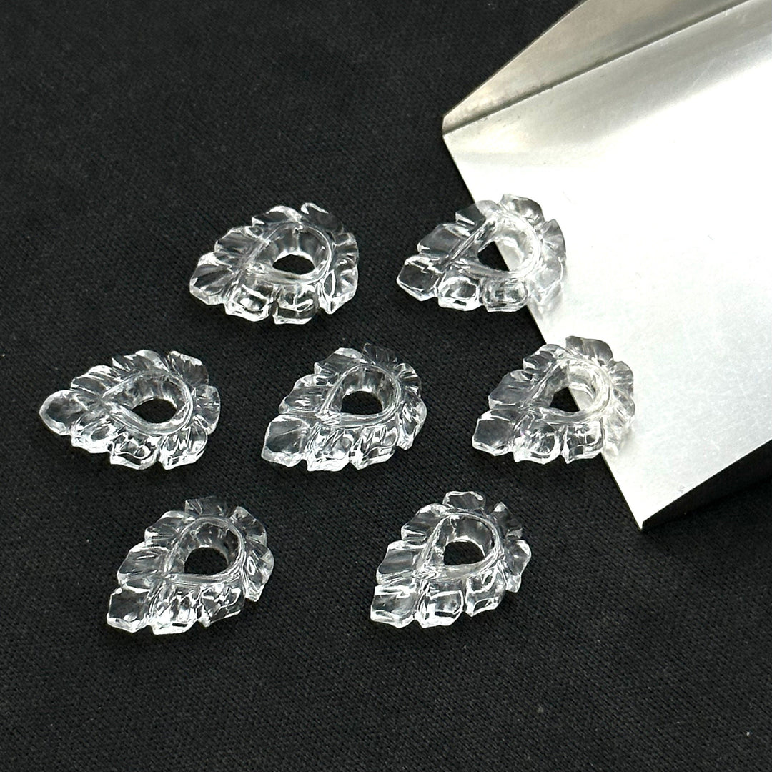 1,2,3,4,5 pcs Natural Crystal Quartz Pear Shape Carved Gemstone, Pear Shape Carving, Crystal Quartz Hand Carved Gemstone for Jewlery 18X12mm