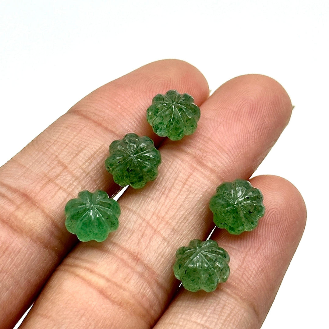 Natural Green Strawberry Quartz Melon Shape Beads, Hand Carved Pumpkin Shape Gemstone Beads, 6X8 MM Natual Strawberry Beads For Jewelry