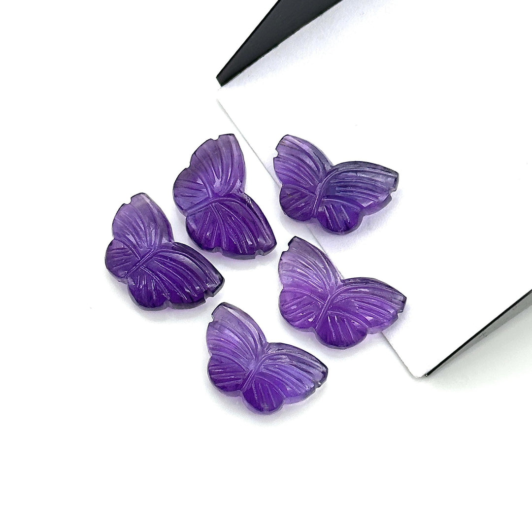 Carved Amethyst Butterfly Beads: Natural Gemstone Charms (11x18mm)
