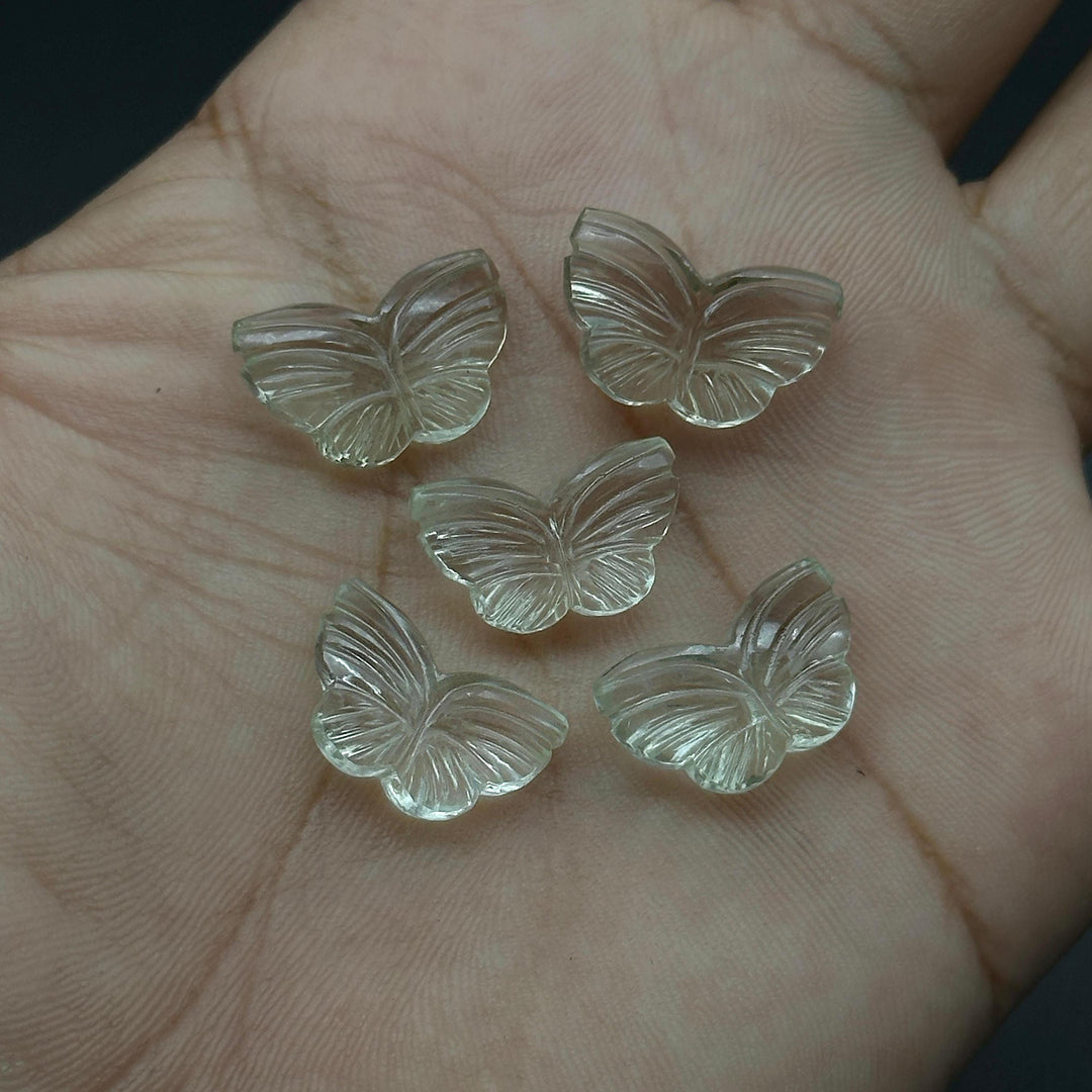 Green Amethyst Butterfly Beads: Carved Gemstone Charms, 11x18mm