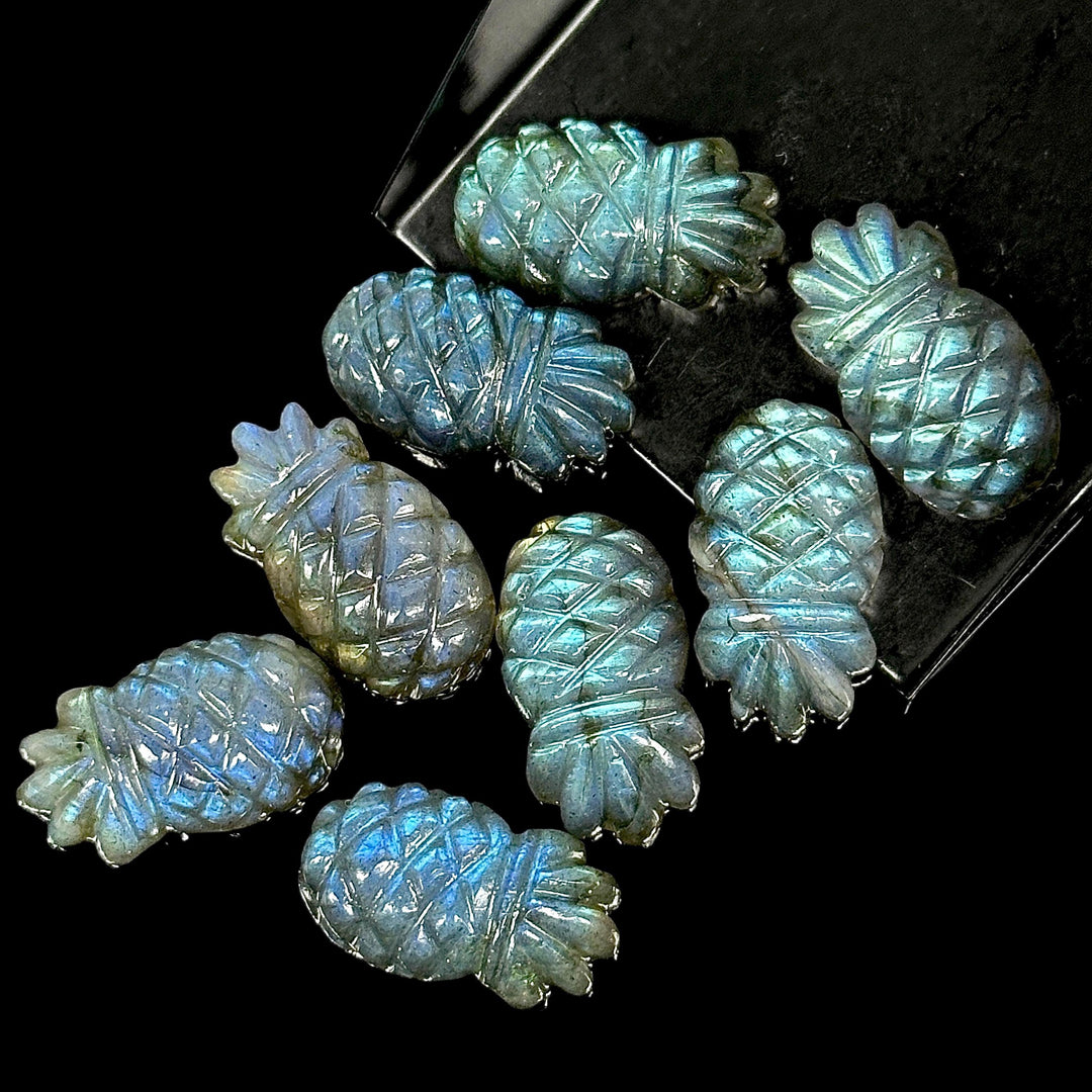 Flashy Labradorite Ananas Shape Gemstone, Carved Labradorite Pineapple Shape Stone, Ananas Carving Beads, Fruit Shape Hand Made Stones 24 MM