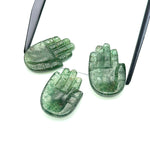 Load image into Gallery viewer, Natural Green Strawberry Hamsa Shape Carved Stone, 25 MM Palm Shape Gemstone, Green Strawberry Charms, Jewelry Making Hamsa Charm Beads
