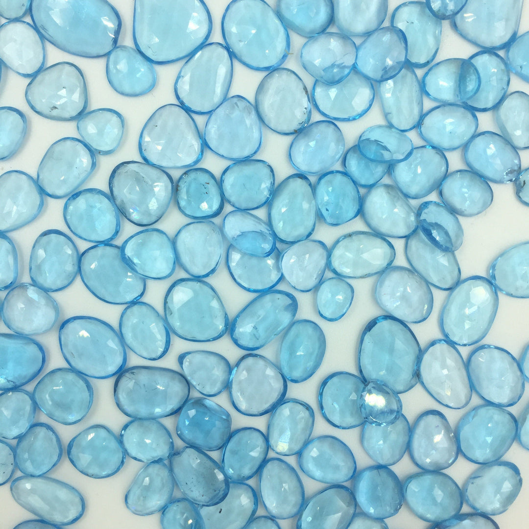 5,10 pcs AAA+ Quality Sky Blue Topaz freeform Rosecut, faceted rosecut, gemstone for jewellery, jewellery making rosecut 7X8 12X11 mm