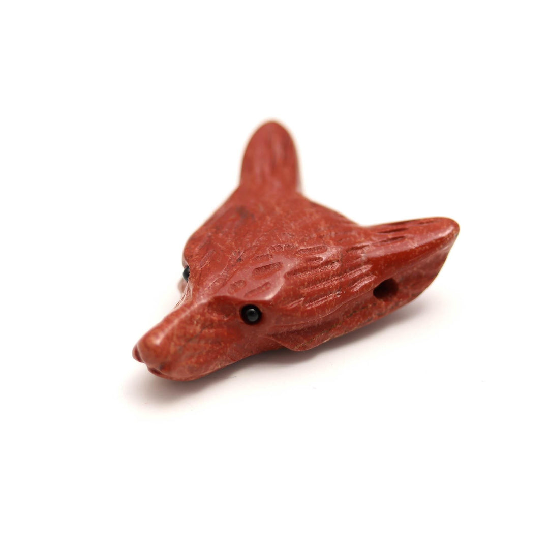 Red Jasper Fox Head, Jewelry Making Gemstones Side Drill from Ear, Head Carved Beads, Reiki Healing Crystal, Home Decor
