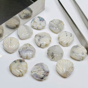 Natural Dendrite Opal Shell Shape Beads, Hand Carved Shell Briolette, Shell Shape Gemstone,Charms for Jewelry Making, 12 mm