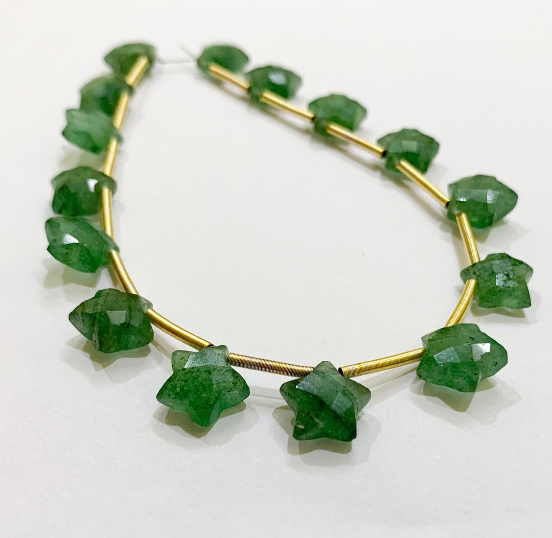 Natural Green Aventurine Star Shape Briolettes, Hand Carved Faceted Star Shape Beads, Wholesale Loose Star Carving Beads for Jewelry, 10 MM