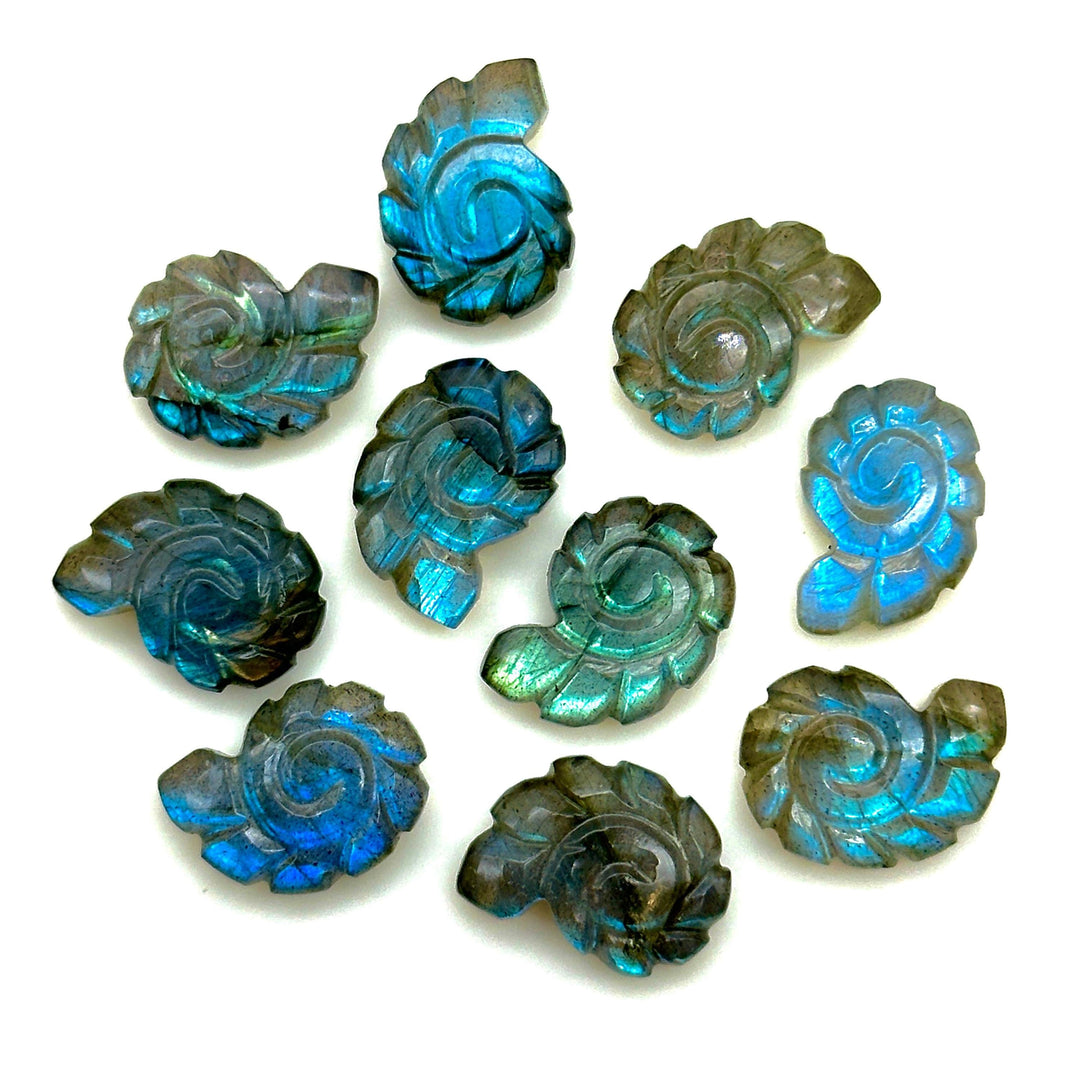AAA Flashy Labradorite Carved Shell Beads, Hand Carved Snail Shell Shape Gemstone, Seashell Charm, 16 MM Seashell Beads For Jewelry Making