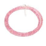 Load image into Gallery viewer, Top Quality Pink Tourmaline Beaded Necklace, Faceted Rondelle Gemstone Jewelry, 3-4 MM Beads, 15 Inch with 925 Sterling Silver