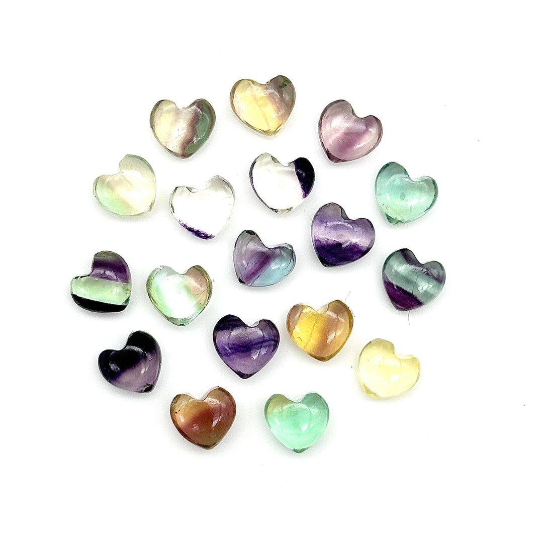 Natural Multi Fluorite Heart Shape Beads, AAA Fluorite Smooth Heart Shape Beads, Hand Carved Gemstone, Jewelry Making Loose Charm, 8 MM