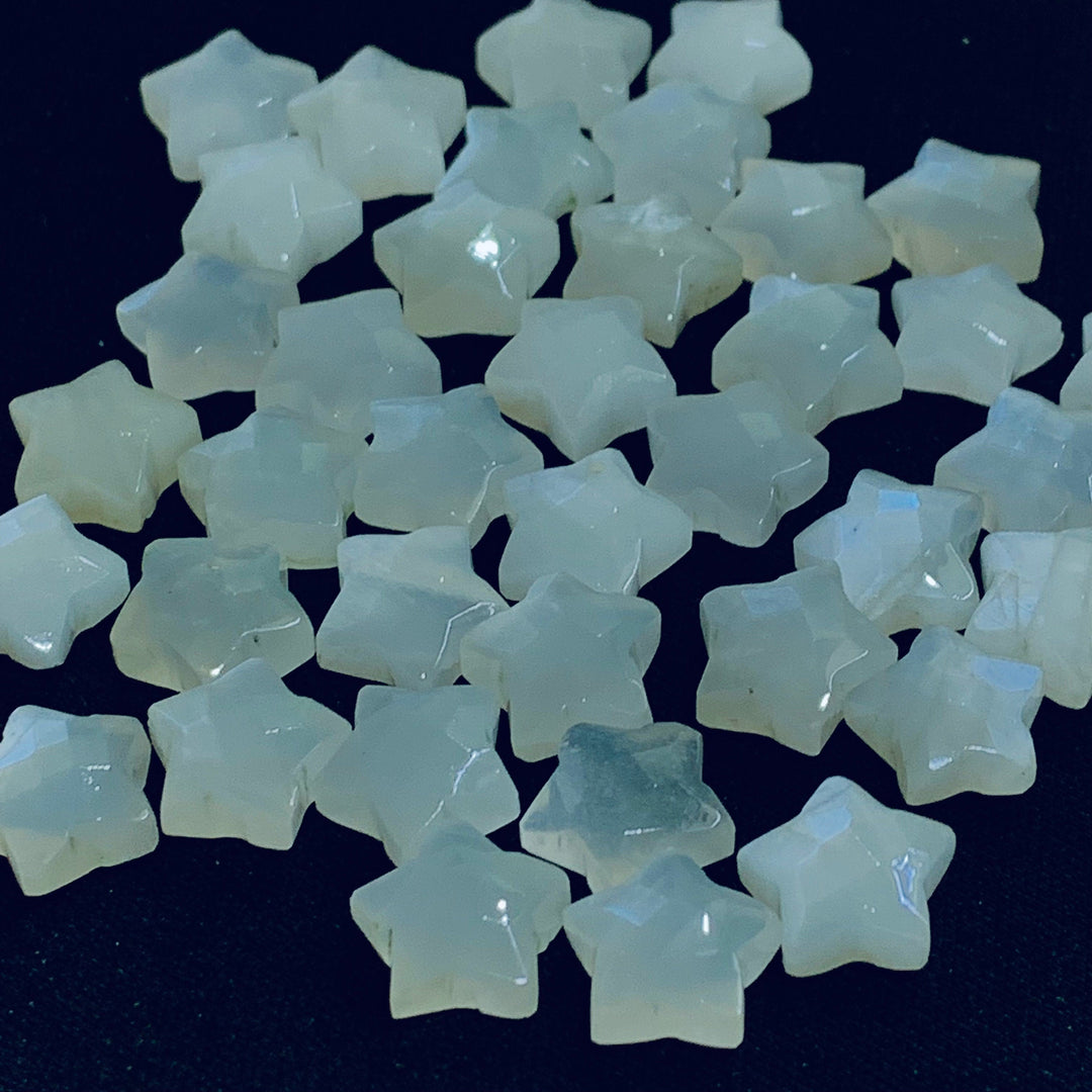 Natural White Moonstone Hand Carved faceted Star Shape Briolettes,Carved Star Shape Gemstone For Jewellery,  Faceted Star 10mm
