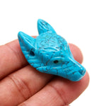 Load image into Gallery viewer, Hand Carved Howlite Turquoise Fox Head, Reiki Healing Crystal Gifts, Jewelry Making Gemstones Side Drill from Ear