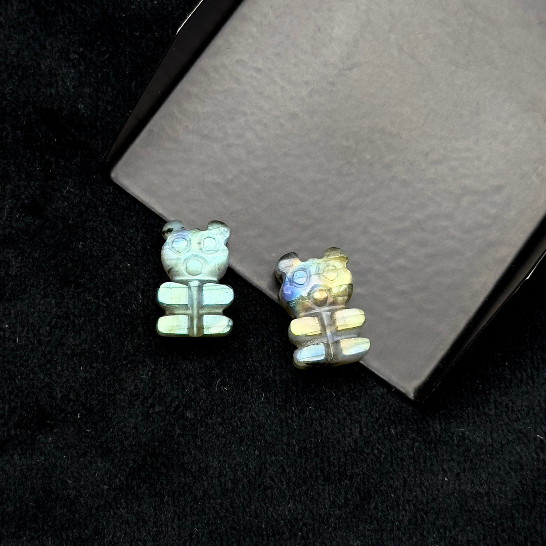 Beautiful Tiny Labradorite Teddy Bear Gemstone, 10X15 MM Carving Gummy Bear Beads For Jewelry, Natural Labradorite Teddy Bear Charms