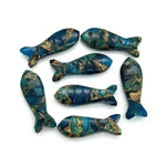 Load image into Gallery viewer, Carved Neon Copper Turquoise Fish Charm: 25mm Jewelry Briolette