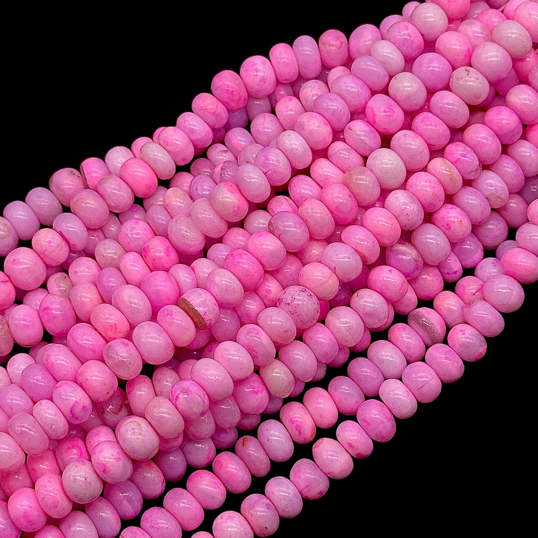 Beautiful Pink Opal Smooth Rondelle Beads, Plain Opal Beads for Jewelry Making, Wholesale Loose Opal Beads, 8MM Pastel Opal for Craft Making