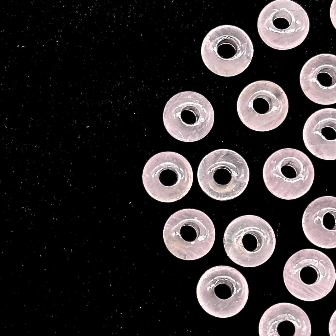 Natural Rose Quartz Donut Shape Carving, AAA Pink Quartz Donut Shape Beads, Loose Donut Shape Charm Beads, Energy Healing Stones, 6 MM