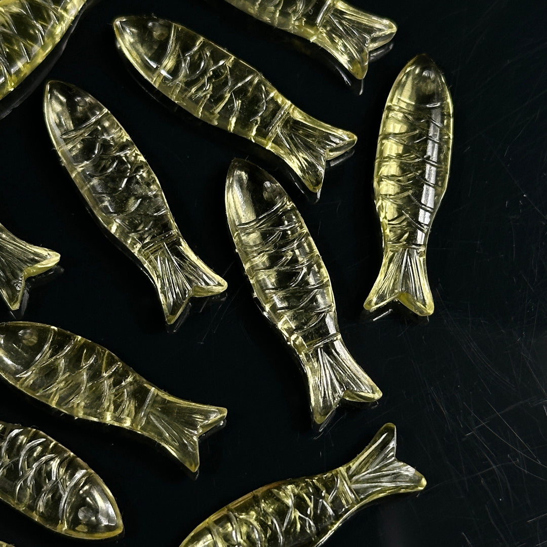 Natural Lemon Quartz Handmade Fish Carving, Fish Shape Carving Gemstone Briolette's, Jewelry Making Loose Gemstones, 30X10 MM, Crystal Fish