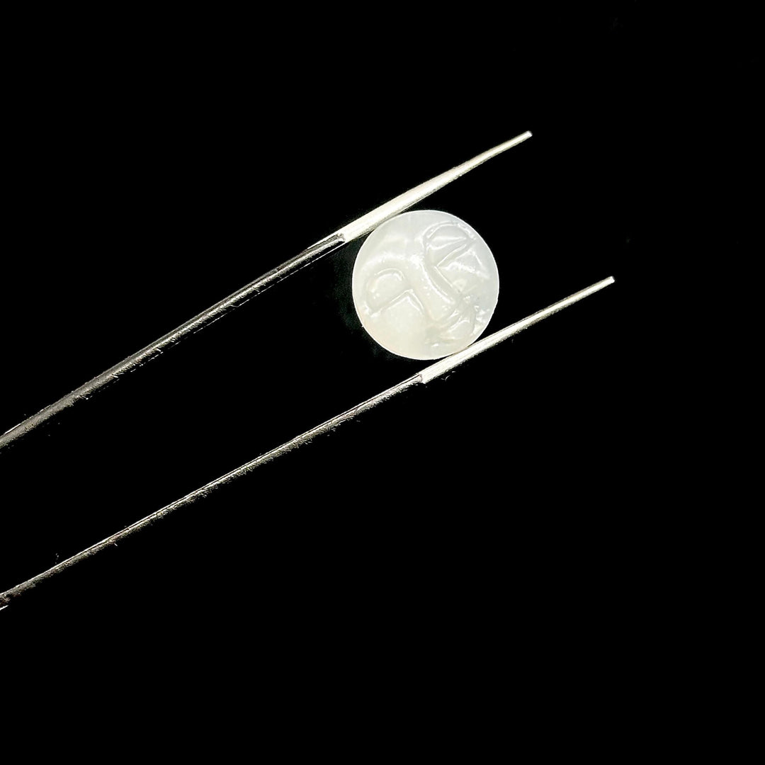 Natural White Moonstone Moon Face Carving, AAA Moonstone Face Shape Stone, 12 MM Hand Carved Moon Face For Jewelry Making, Face Charms