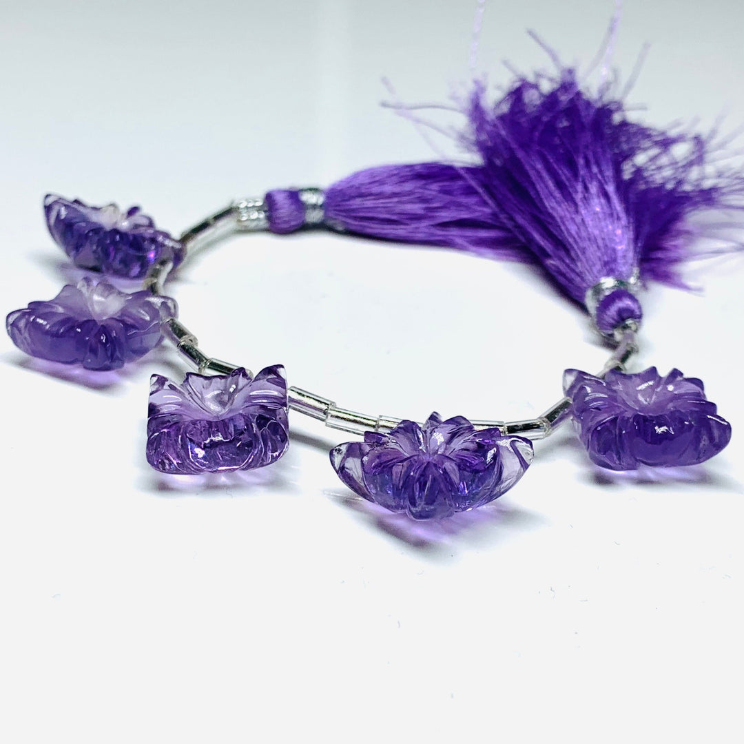 2,3,4,5,6 pcs 100% Natural Amethyst Fancy Shape Carved Gemstone, Fancy Shape Carving, Carved Gemstone For Jewellery 14 mm