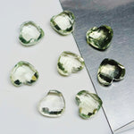 Load image into Gallery viewer, 5,6,7,8,9,10 Pcs 100% Natural Green Amethyst Heart Shape Faceted Briolettes , hand carvedFaceted Gemstone, loose Gemstone For Jewellery 8 mm