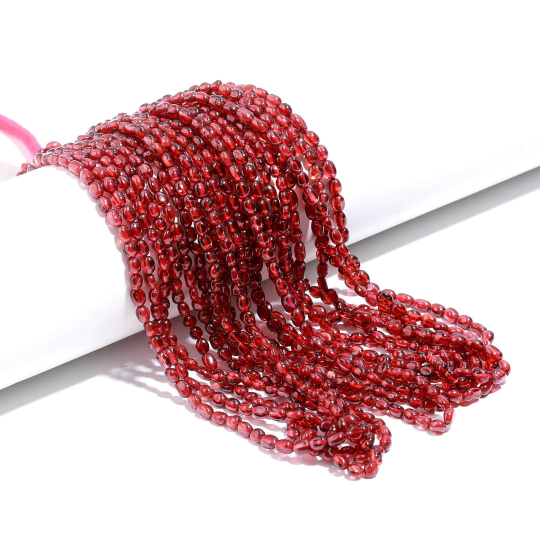 Natural Garnet Oval Shape Beads, AAA Red Garnet Smooth Oval Beads, 4 MM Oval Beads, Wholesale Jewelry Making Beads, 4 Inch Strand