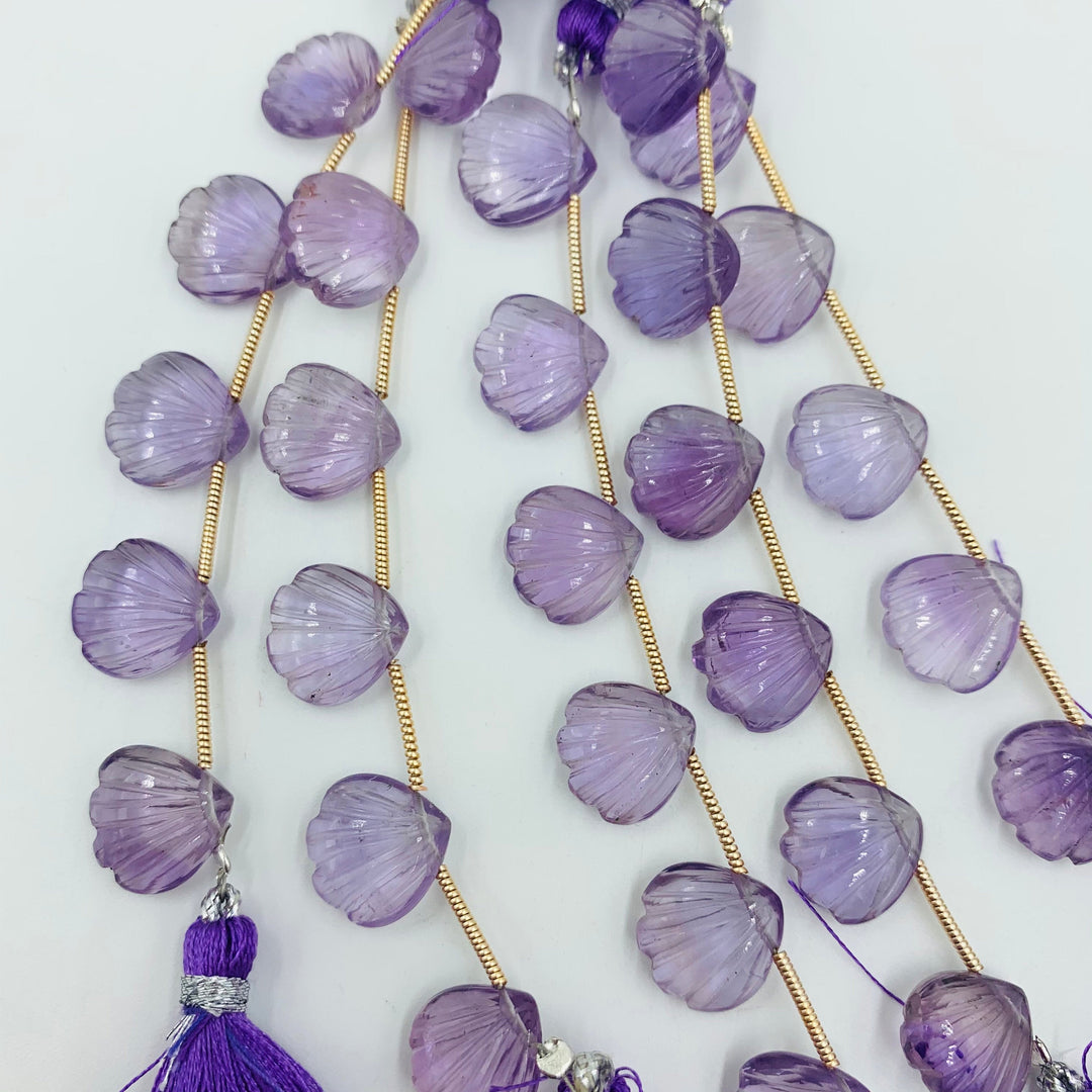 2,3,4,5,6 Pcs Beautiful Natural Pink Amethyst Sea Shell Carving Briolettes For Jewelry & Craft Making, 12MM Ocean Shell Shape Pink Gemstone