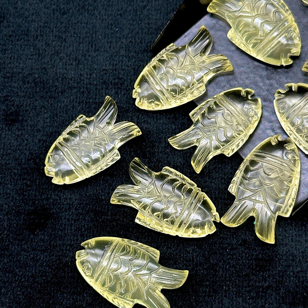 Beautiful Lemon Quartz Fish Gemstone, Beautiful Carved Fish Shape Beads, Feminine Energy Charm, 17X26 MM, Clear Yellow Fish Charm Pendant
